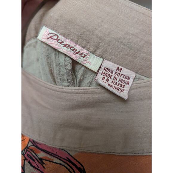 Papaya Flower Printed 100% Cotton A-Line Skirt Brown Boho Lagenlook Botanical - Picture 2 of 4